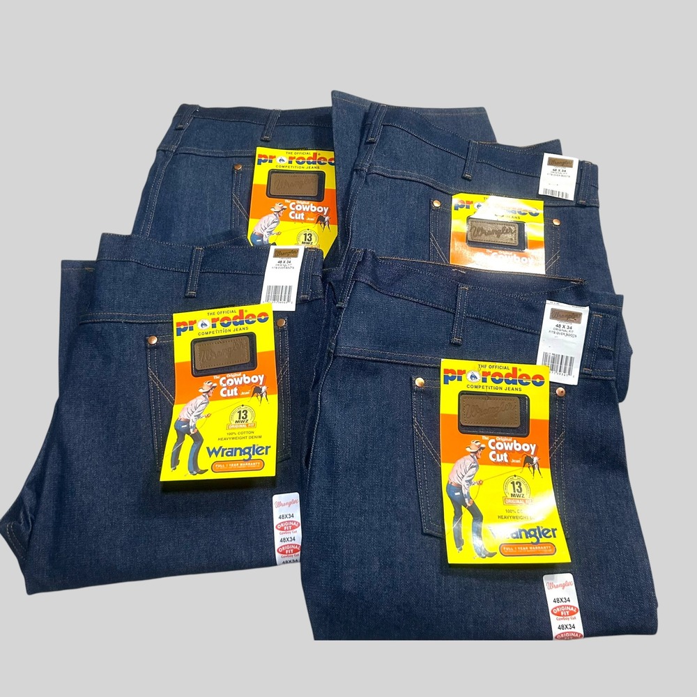 Lot of 4 NWT Wrangler 13MWZ Cowboy Cut Jeans 48x34 Original Fit Pro Rodeo Denim - Picture 6 of 8